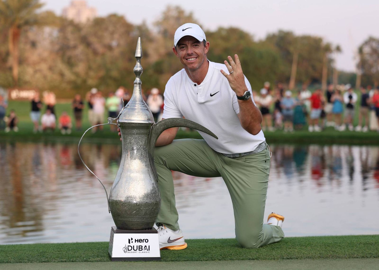 The Dubai Desert Classic trophy presentation
