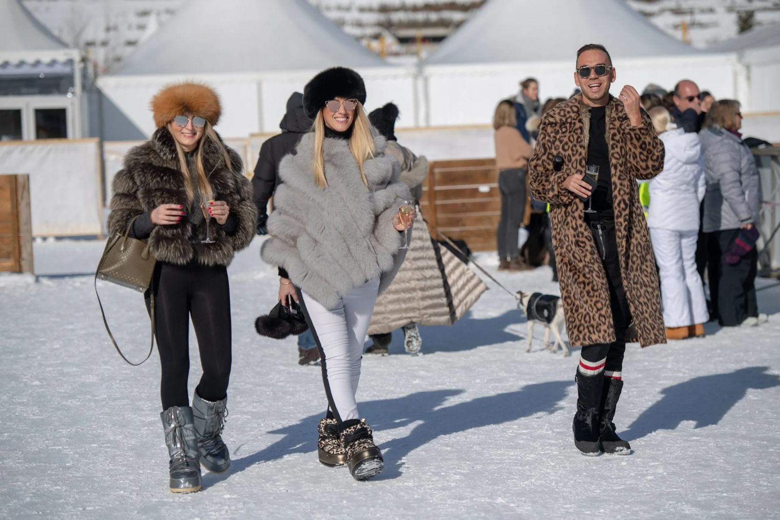 Guests on the ice alongside the field at St. Moritz