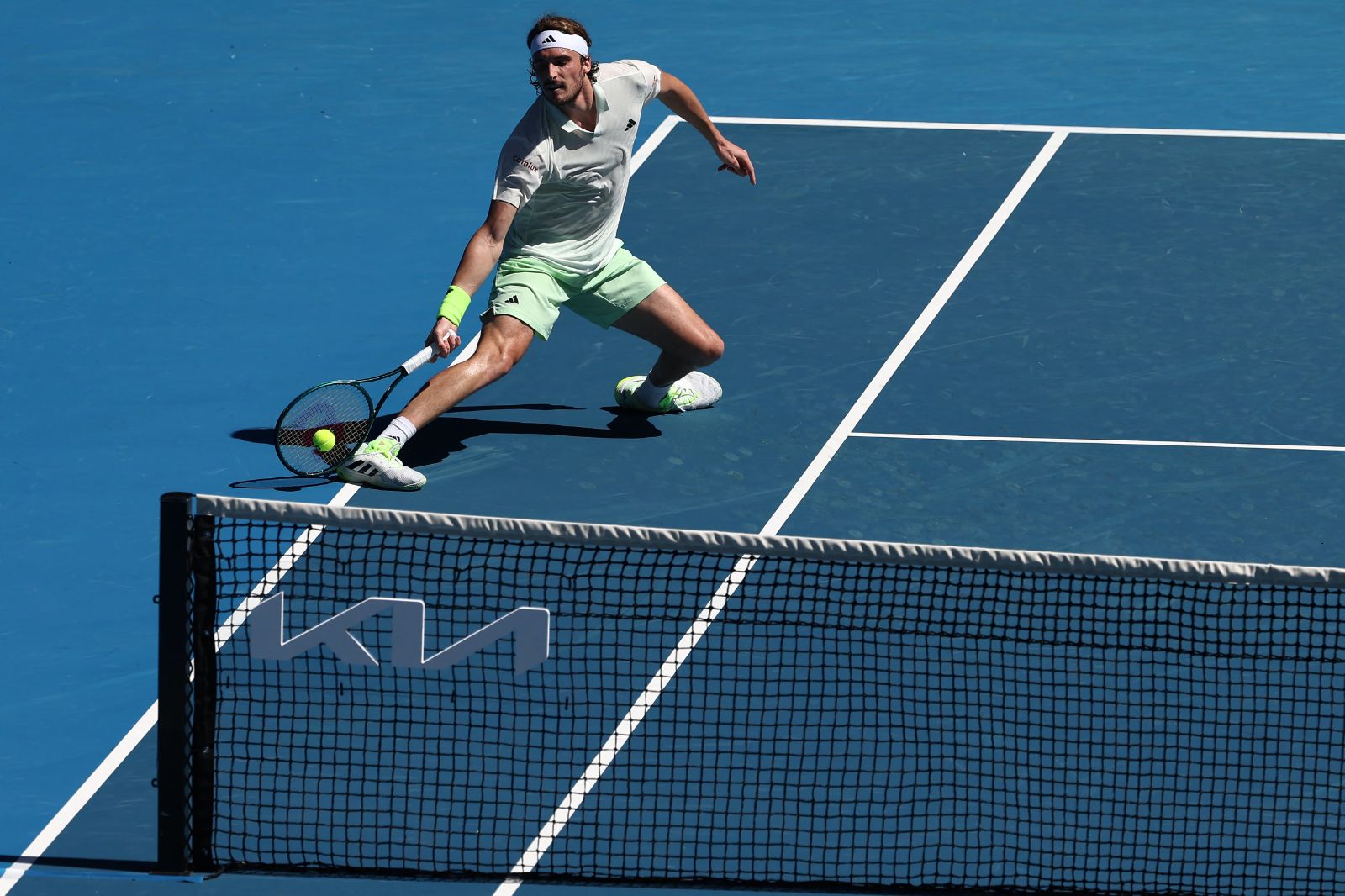 A men's singles match on the hard courts of the Australian Open