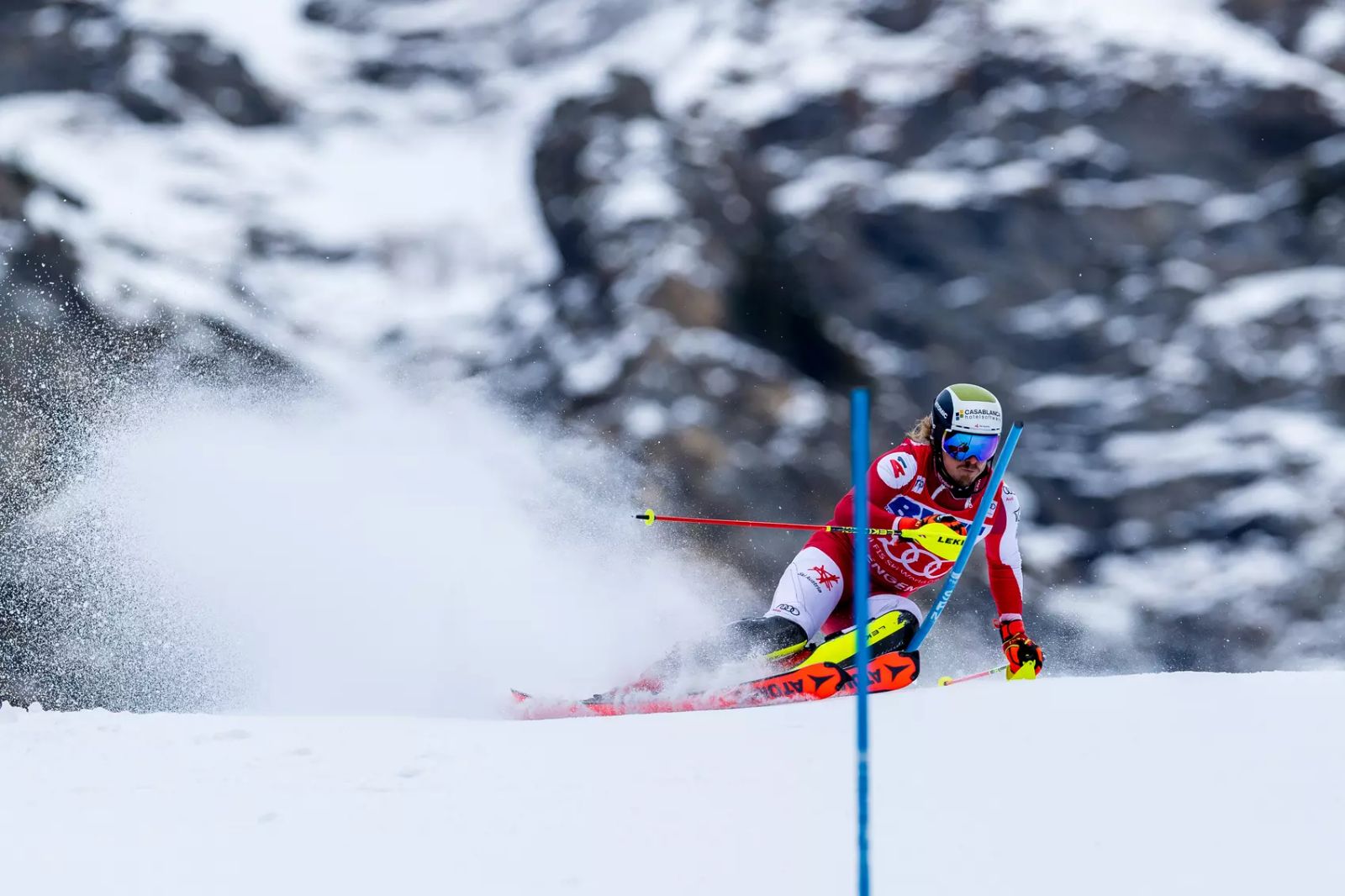 The Sunday slalom on the course above the village