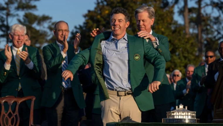 The green jacket presented to the champion before the members at the close of The Masters, Augusta National, an April engagement in the season calendar of The Mansa Court