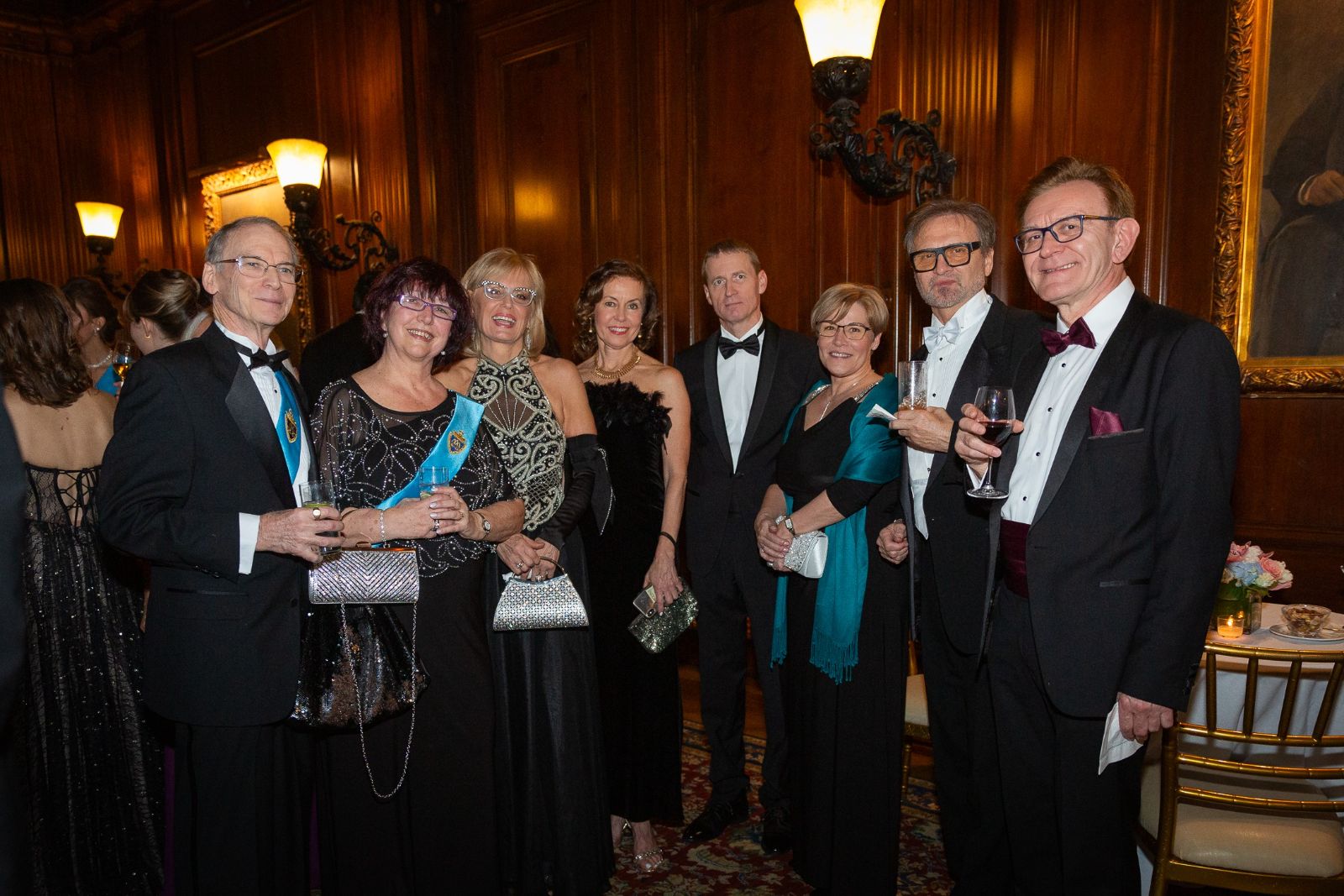 Guests in evening dress at the reception of the Piarist Debutante Ball