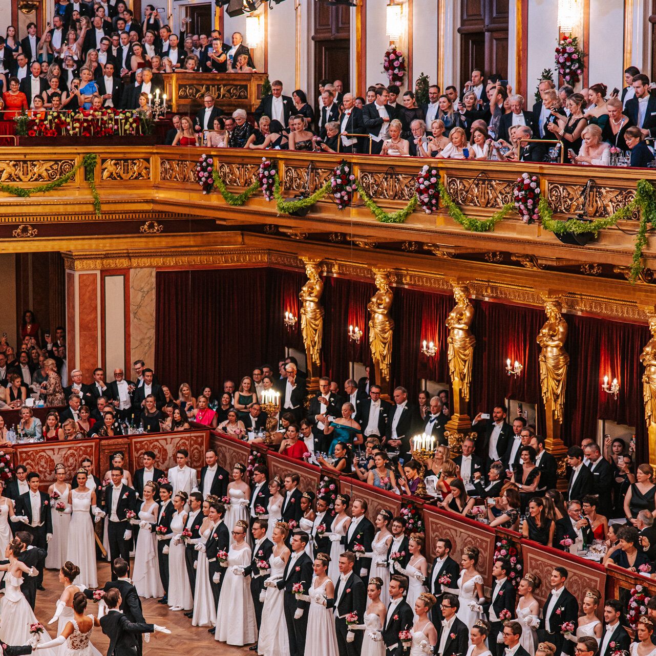 The Golden Hall of the Musikverein dressed for a ball