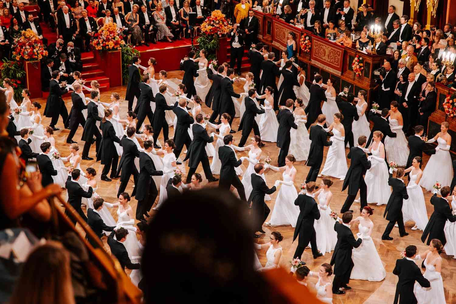 Debutante couples in the opening polonaise of a Viennese ball